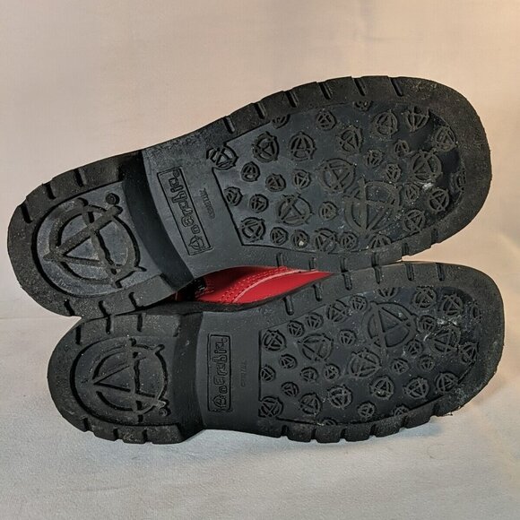 Anarchic by T.U.K. Red Leather Combat Moto Boots Womens 8 Black Hot Topic T2182 - Picture 9 of 13